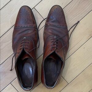 Santoni Dark Brown Leather Oxfords